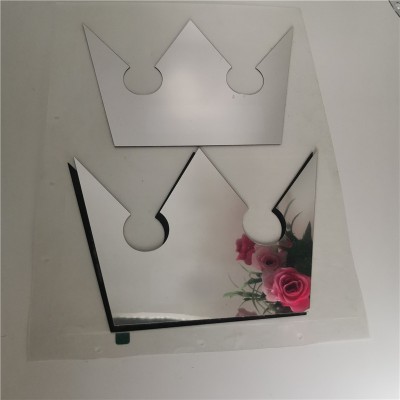 Plastic  mirror sheet and cutting Factory direct plastic crown shape mirror